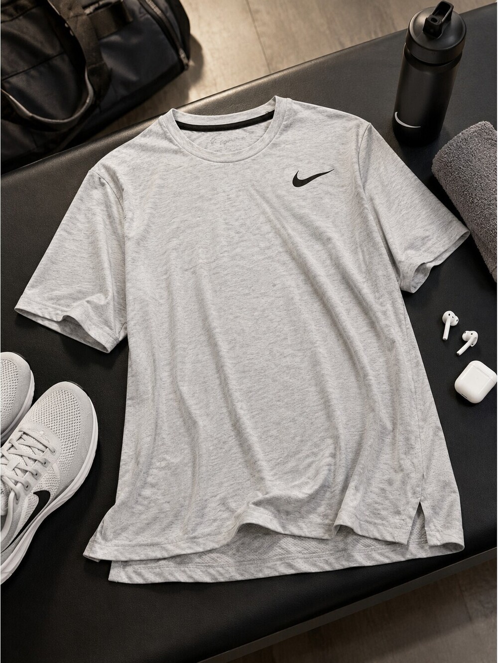 Nike Dri-FIT Heather Gray Short Sleeve T-Shirt Men's Size L EUC (FLAW)